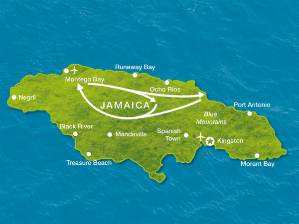 Karte der Reise Abseits touristischer Pfade in Jamaica