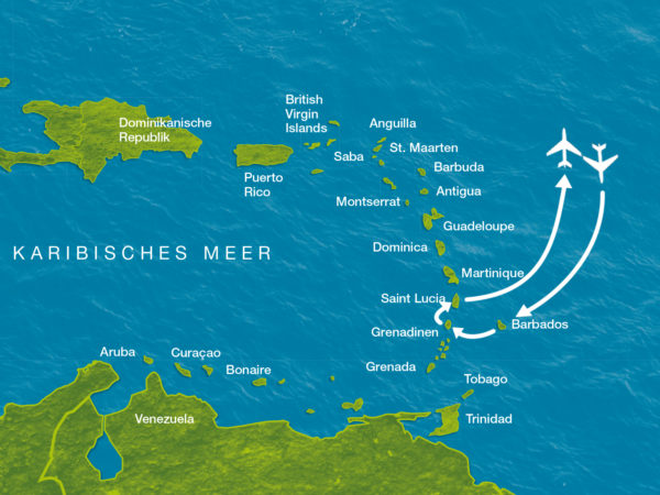 Karte der Reise Das Geheimnis der Karibik