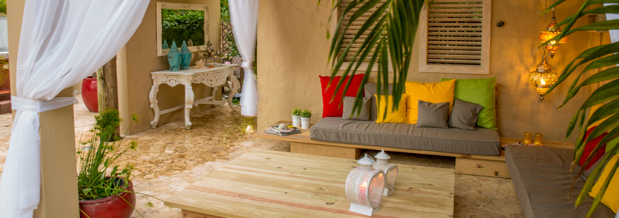 Ruhige Loungeecke im Bamboo Bali Bonaire