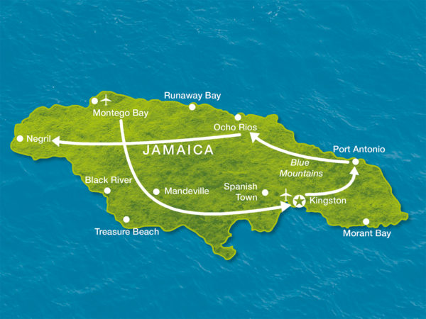 Karte der Reise Jamaica im Überblick