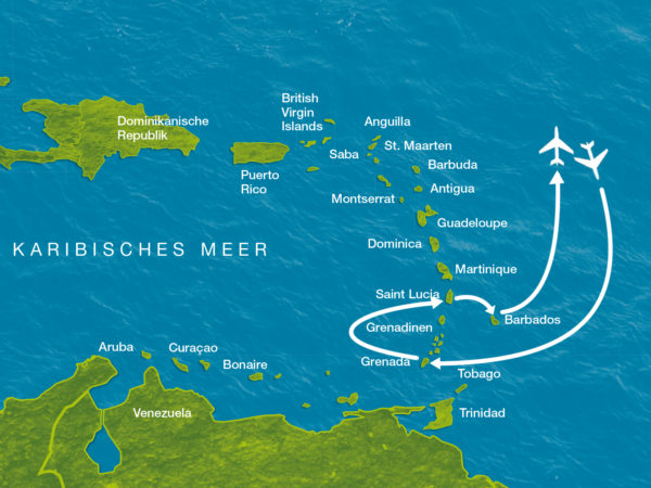 Karte der Reise Karibik deluxe