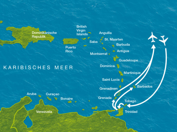 Karte der Reise Karibik pur