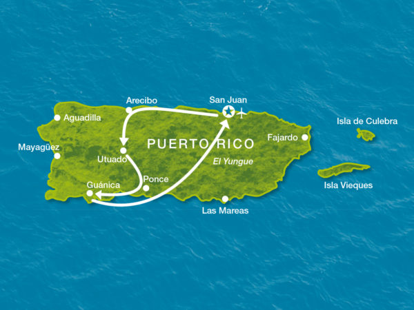 Karte der Reise Puerto Rico im Überblick