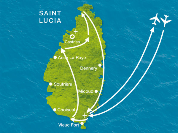 Karte der Reise Saint Lucia ganz privat