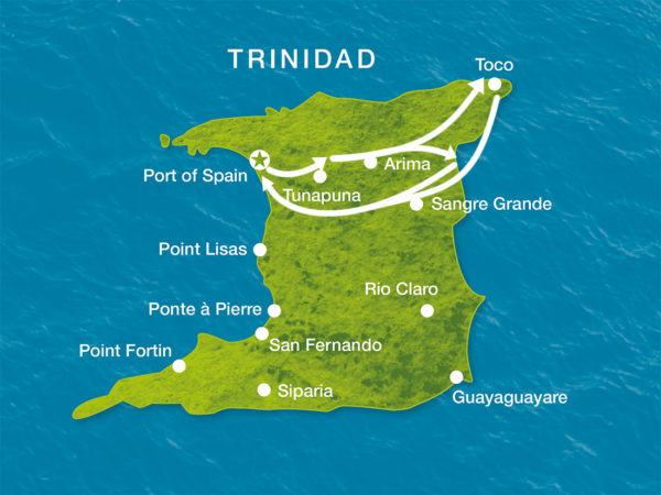 Karte der Reise Trinidad überraschend anders