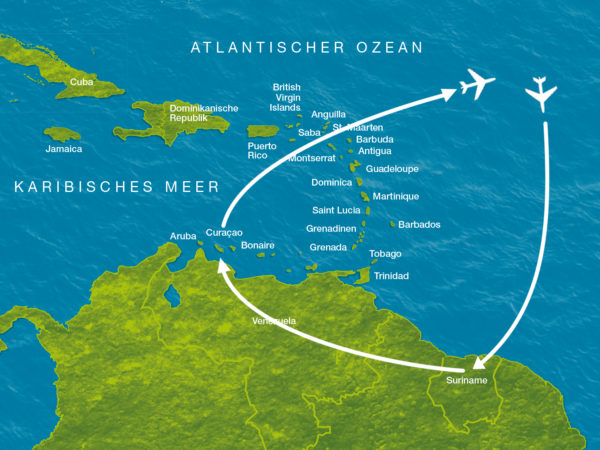 Karte der Reise Unberührtes Naturparadies und Karibisches Meer