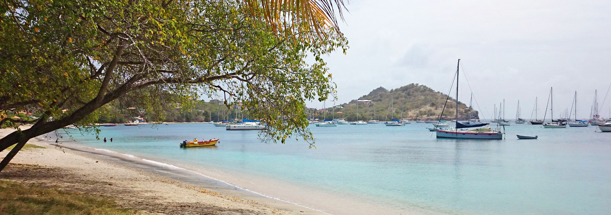 Bucht in den Grenadinen mit ankernden Jachten