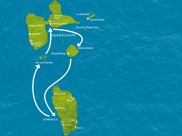 Karte der Reise Jachtkreuzfahrt im Guadeloupearchipel