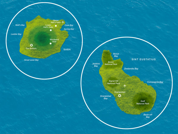 Karte von Saba und Statia