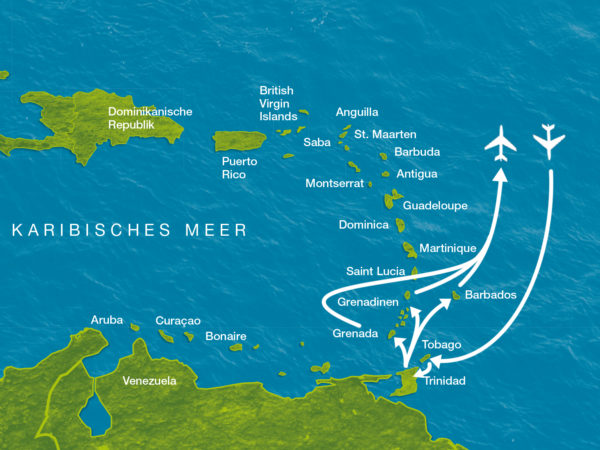 Karte der Reise T & T - Das Tor zur Karibik