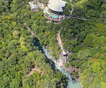 Rio Perdido, Costa Rica, San Bernardo de Bagaces, Blick auf die Anlage aus der Vogelperspektive