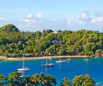 Young Island Resort, St. Vincent, Young Island, Blick auf Young Island