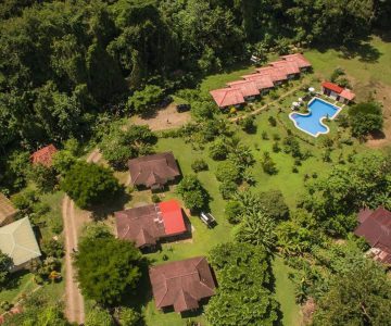 Hacienda Barú, Costa Rica, Dominical, Blick auf die Anlage aus der Vogelperspektive