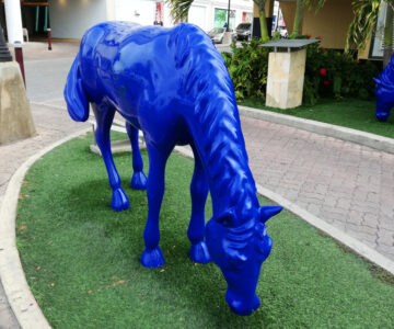 Blaue Pferde im Zentrum Oranjestads, Aruba